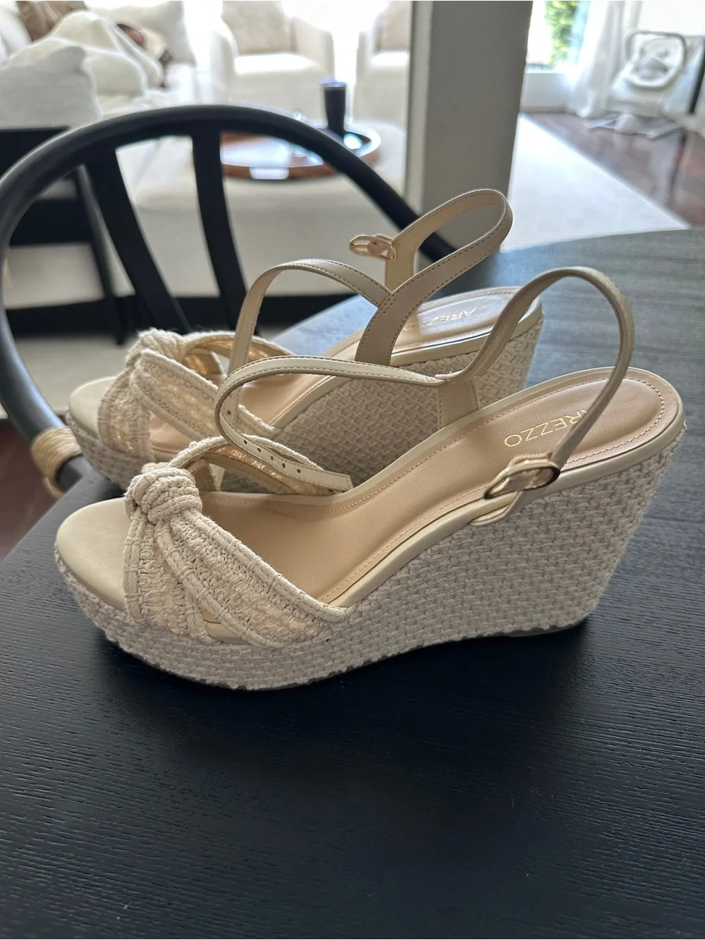 Arezzo Cream Knotted Slingback Sandals